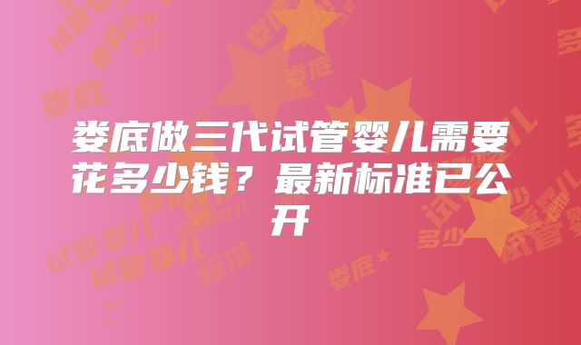 娄底做三代试管婴儿需要花多少钱？最新标准已公开