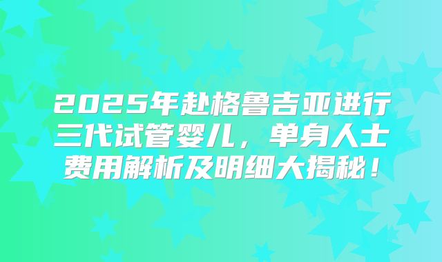 2025年赴格鲁吉亚进行三代试管婴儿，单身人士费用解析及明细大揭秘！