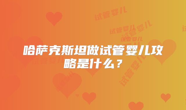 哈萨克斯坦做试管婴儿攻略是什么？