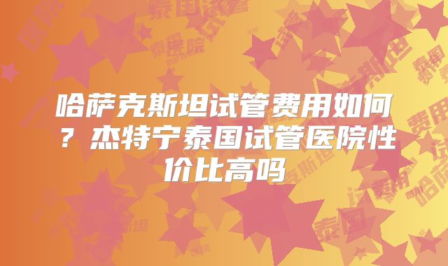 哈萨克斯坦试管费用如何?杰特宁泰国试管医院性价比高吗