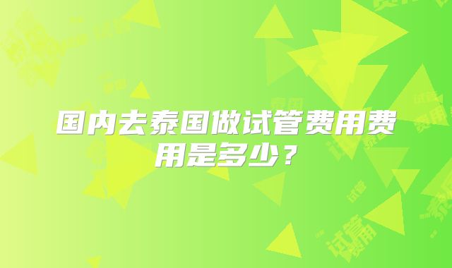 国内去泰国做试管费用费用是多少？