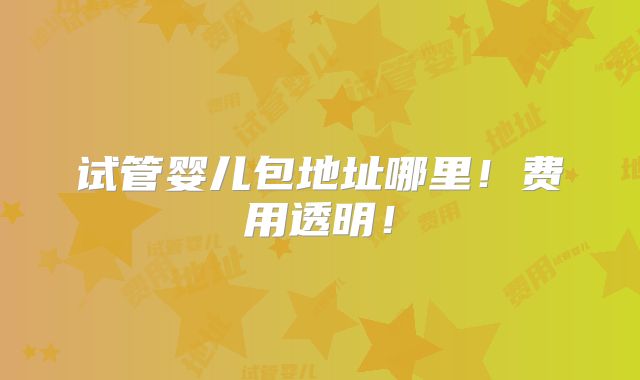 试管婴儿包地址哪里!费用透明!