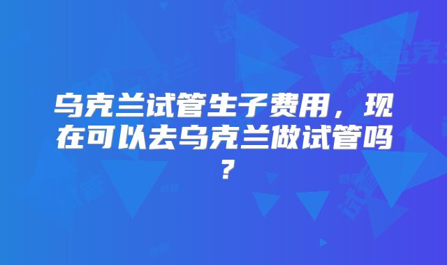 乌克兰试管生子费用，现在可以去乌克兰做试管吗？