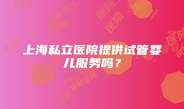上海私立医院提供试管婴儿服务吗？