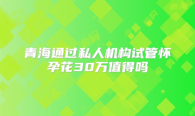 青海通过私人机构试管怀孕花30万值得吗