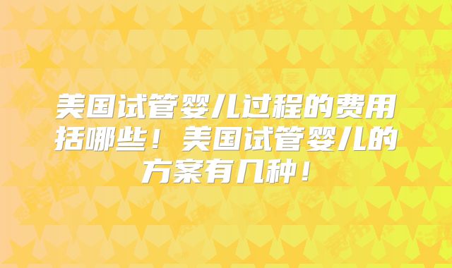 美国试管婴儿过程的费用括哪些！美国试管婴儿的方案有几种！