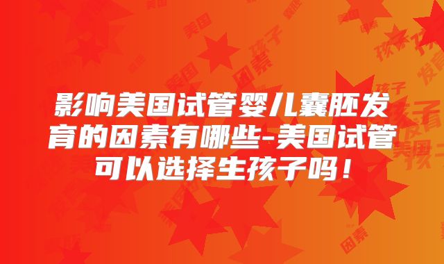 影响美国试管婴儿囊胚发育的因素有哪些-美国试管可以选择生孩子吗！