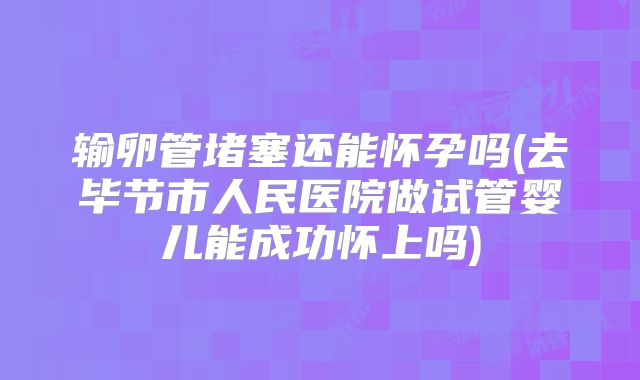 输卵管堵塞还能怀孕吗(去毕节市人民医院做试管婴儿能成功怀上吗)