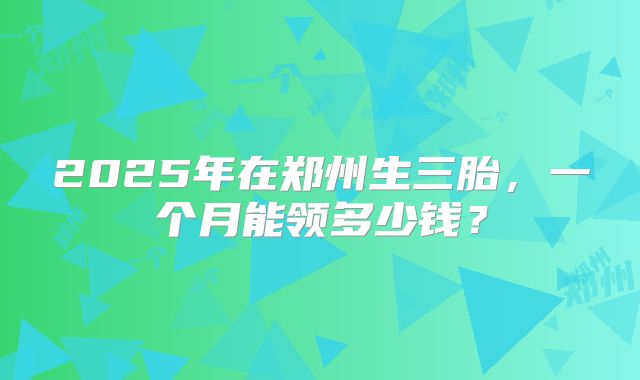 2025年在郑州生三胎，一个月能领多少钱？