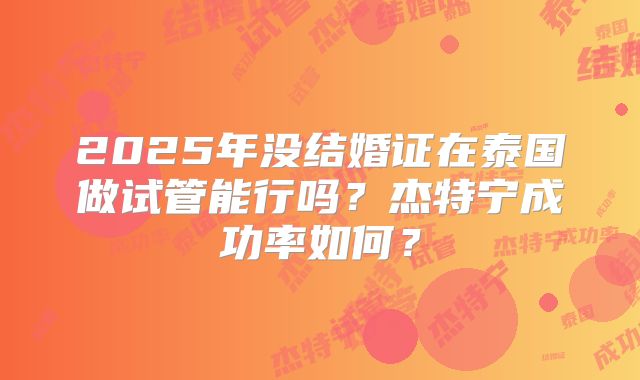 2025年没结婚证在泰国做试管能行吗？杰特宁成功率如何？