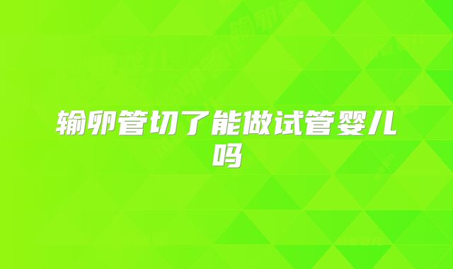 输卵管切了能做试管婴儿吗