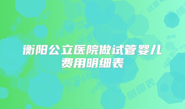 衡阳公立医院做试管婴儿费用明细表