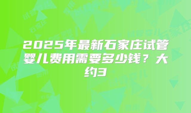 2025年最新石家庄试管婴儿费用需要多少钱？大约3