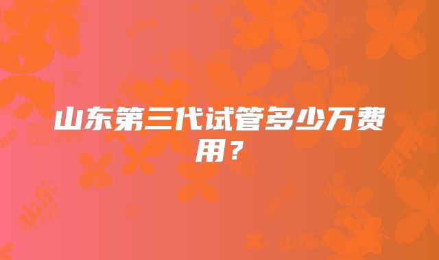 山东第三代试管多少万费用？