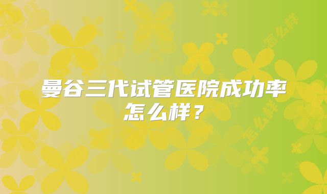 曼谷三代试管医院成功率怎么样?