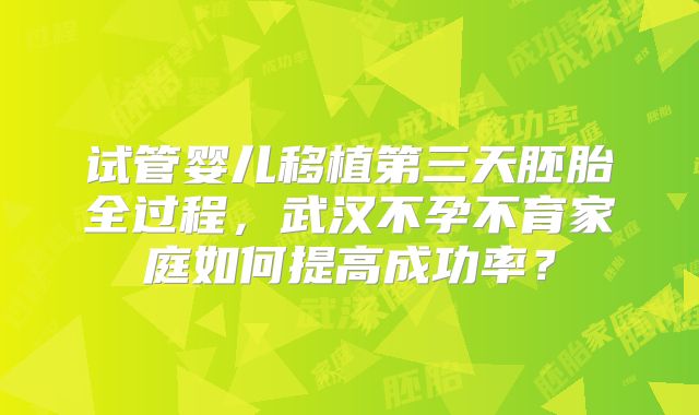 试管婴儿移植第三天胚胎全过程，武汉不孕不育家庭如何提高成功率？