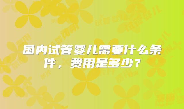 国内试管婴儿需要什么条件,费用是多少?