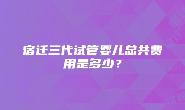 宿迁三代试管婴儿总共费用是多少？