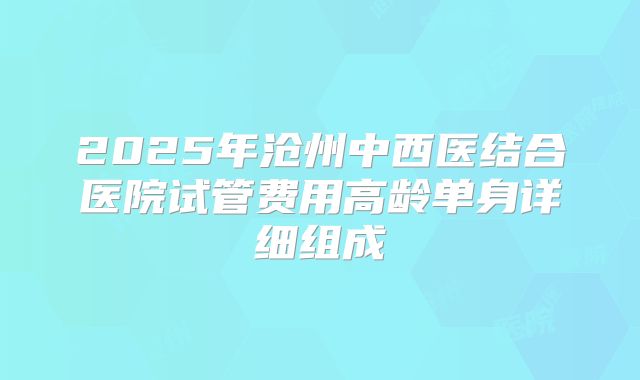 2025年沧州中西医结合医院试管费用高龄单身详细组成