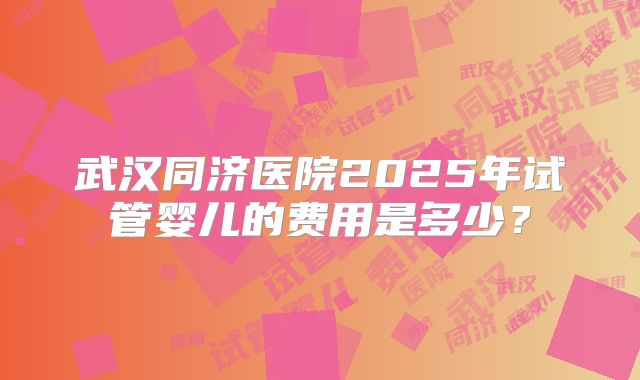 武汉同济医院2025年试管婴儿的费用是多少？