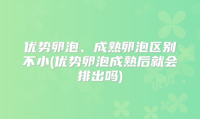 优势卵泡、成熟卵泡区别不小(优势卵泡成熟后就会排出吗)