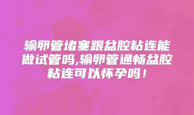 输卵管堵塞跟盆腔粘连能做试管吗,输卵管通畅盆腔粘连可以怀孕吗!