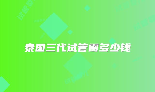 泰国三代试管需多少钱