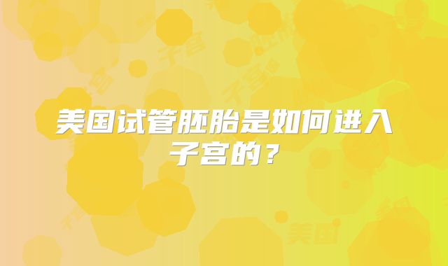 美国试管胚胎是如何进入子宫的？