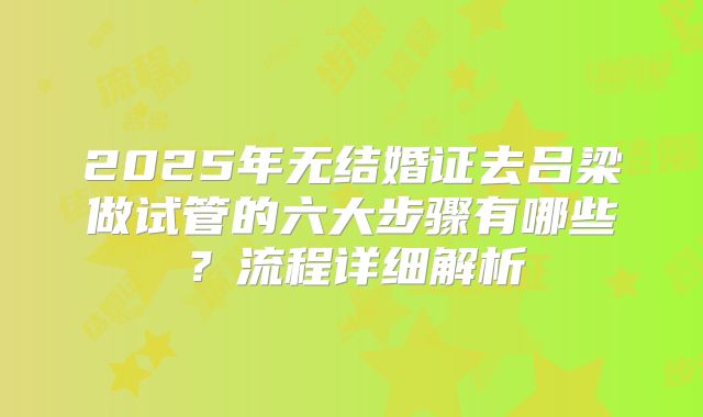 2025年无结婚证去吕梁做试管的六大步骤有哪些？流程详细解析
