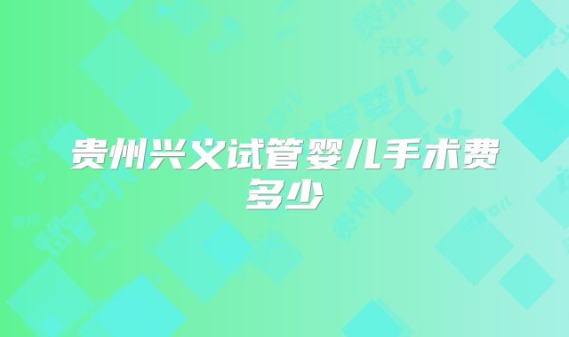 贵州兴义试管婴儿手术费多少