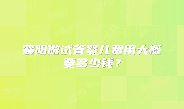 襄阳做试管婴儿费用大概要多少钱？