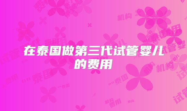 在泰国做第三代试管婴儿的费用