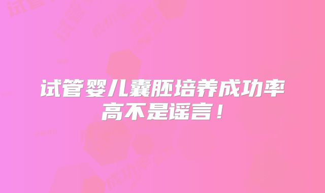 试管婴儿囊胚培养成功率高不是谣言！