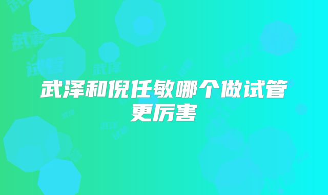 武泽和倪任敏哪个做试管更厉害