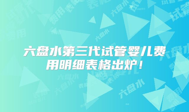 六盘水第三代试管婴儿费用明细表格出炉！