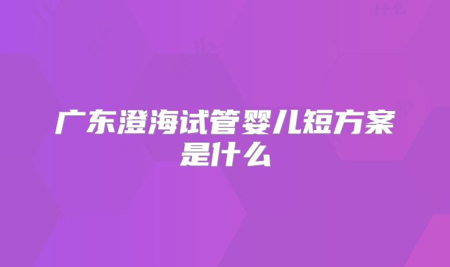 广东澄海试管婴儿短方案是什么