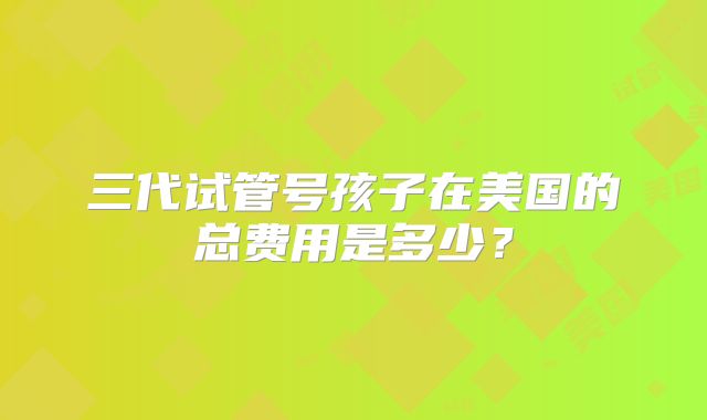 三代试管号孩子在美国的总费用是多少？