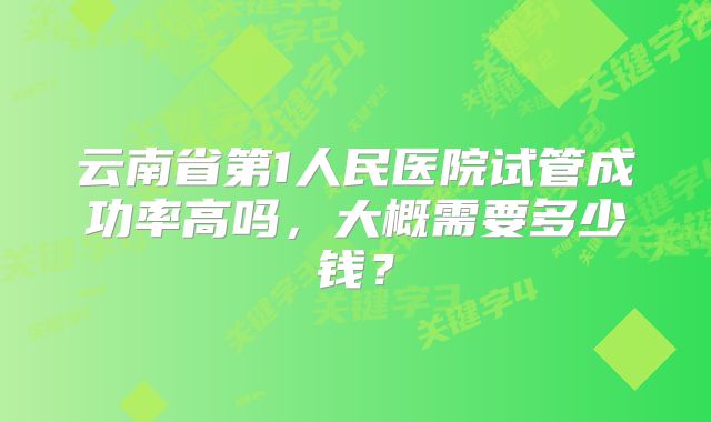 云南省第1人民医院试管成功率高吗，大概需要多少钱？