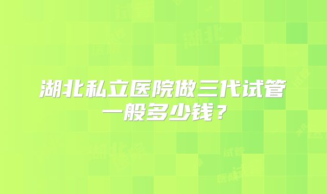 湖北私立医院做三代试管一般多少钱？