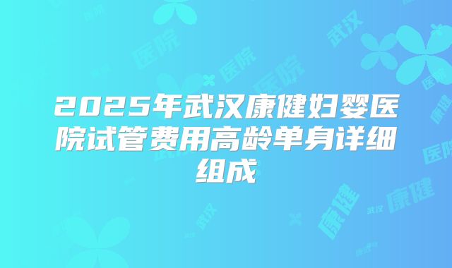 2025年武汉康健妇婴医院试管费用高龄单身详细组成