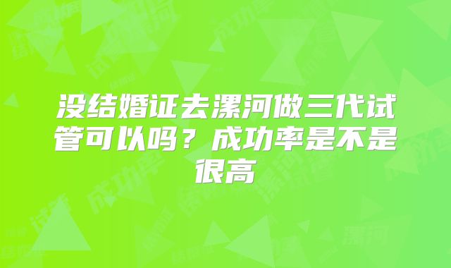 没结婚证去漯河做三代试管可以吗？成功率是不是很高