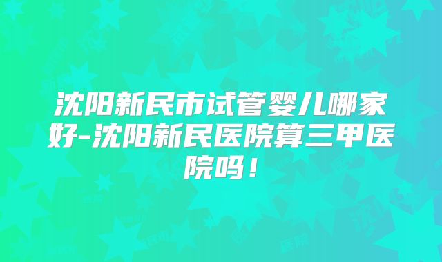 沈阳新民市试管婴儿哪家好-沈阳新民医院算三甲医院吗！