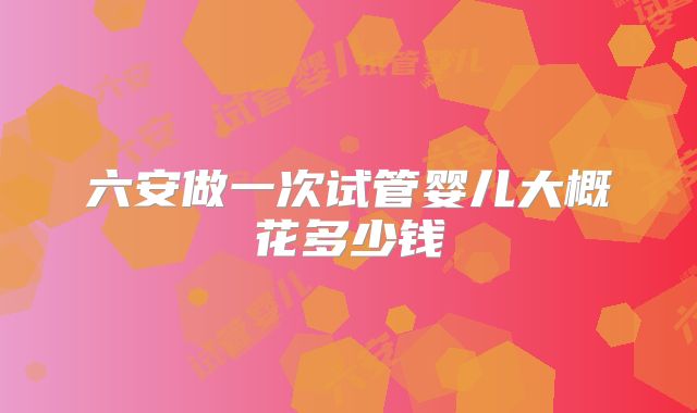 六安做一次试管婴儿大概花多少钱