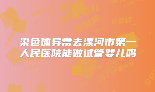 染色体异常去漯河市第一人民医院能做试管婴儿吗