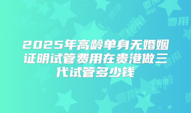 2025年高龄单身无婚姻证明试管费用在贵港做三代试管多少钱