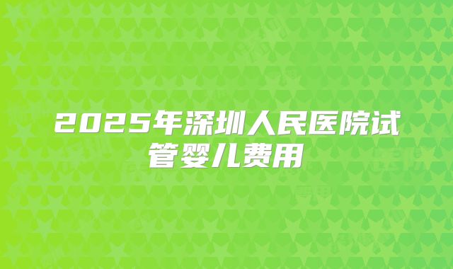 2025年深圳人民医院试管婴儿费用