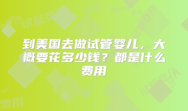 到美国去做试管婴儿,大概要花多少钱?都是什么费用