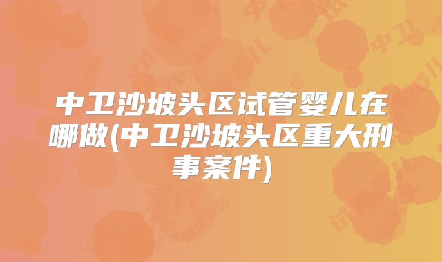 中卫沙坡头区试管婴儿在哪做(中卫沙坡头区重大刑事案件)