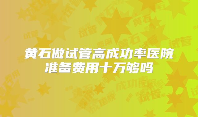 黄石做试管高成功率医院准备费用十万够吗