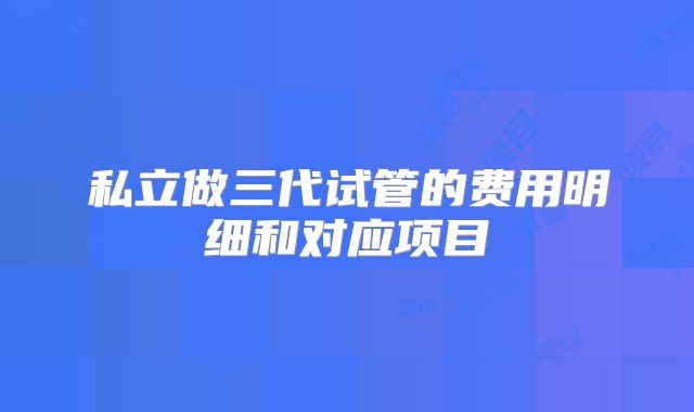 私立做三代试管的费用明细和对应项目